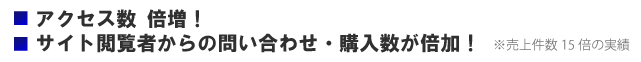 アクセス数倍増、サイト閲覧者からの問い合わせ・購入数が倍増